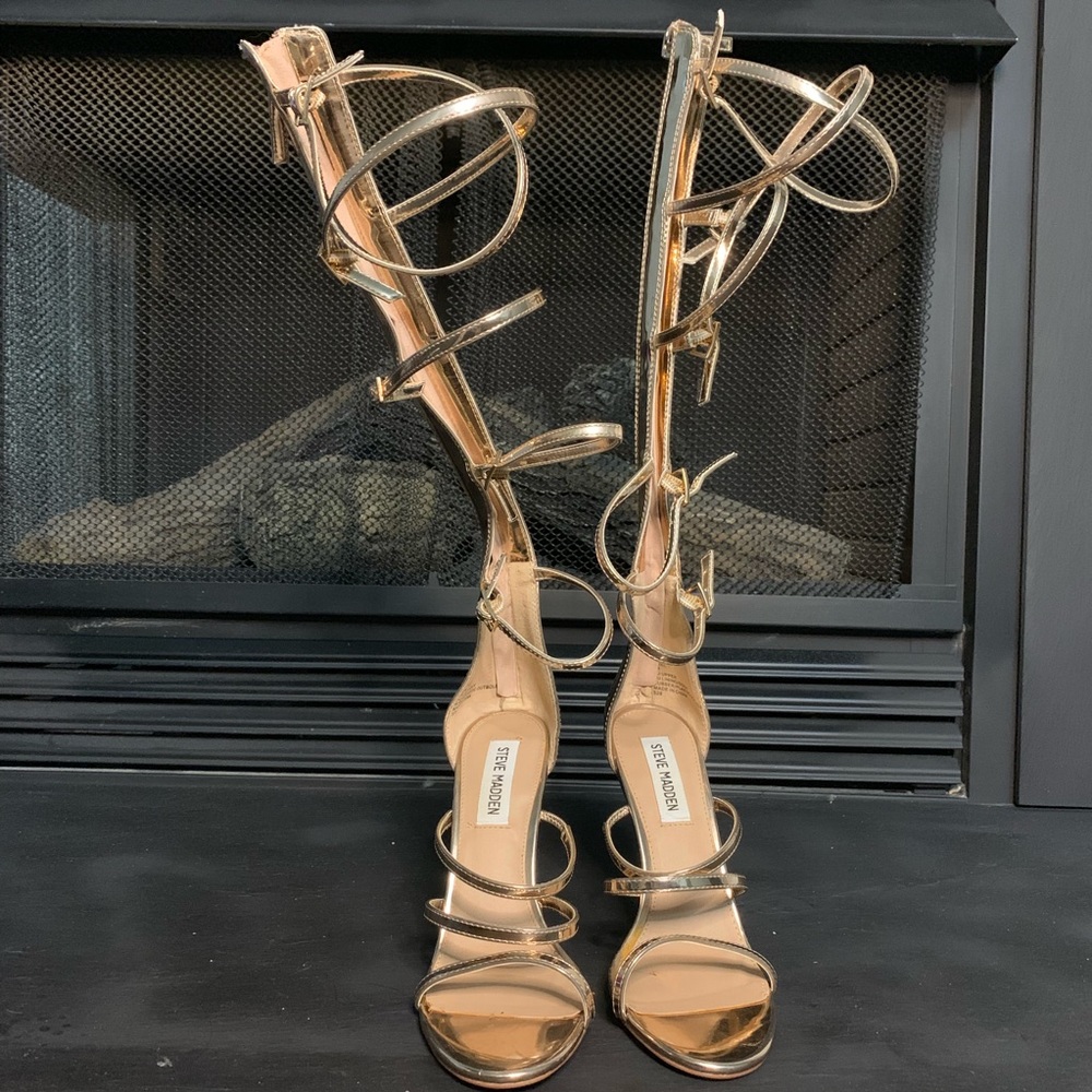 Steve Madden Gold Gladiator Sandal Heels
